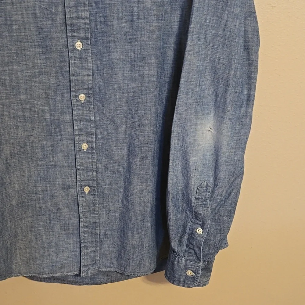 Men's Ralph Lauren Denim Blue Button-Down Shirt Sz Large - Picture 4 of 7